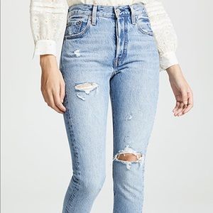 A pair of Levi’s 501 skinny jeans
